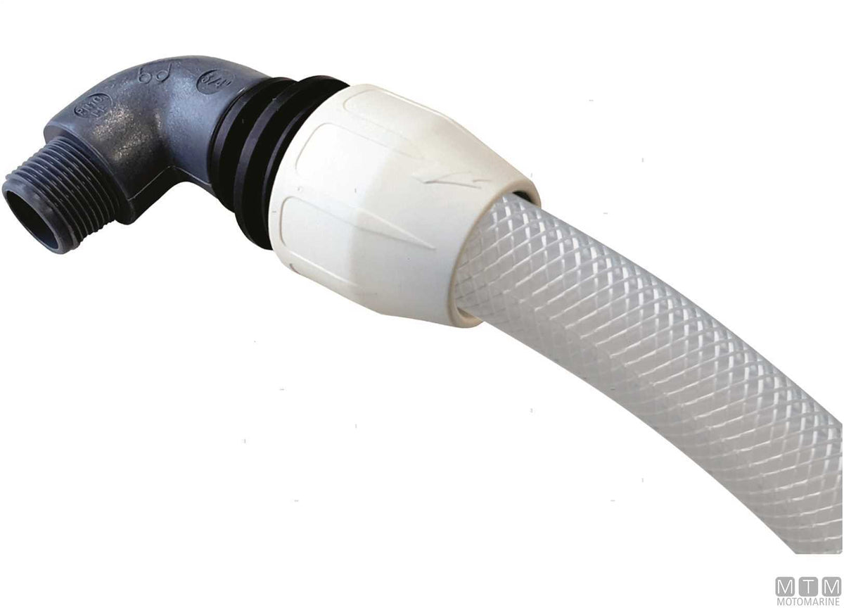 BD Fast 90° Compact fitting 1/2"x16 reinforced polypropylene - original photo Motomarine Srl
