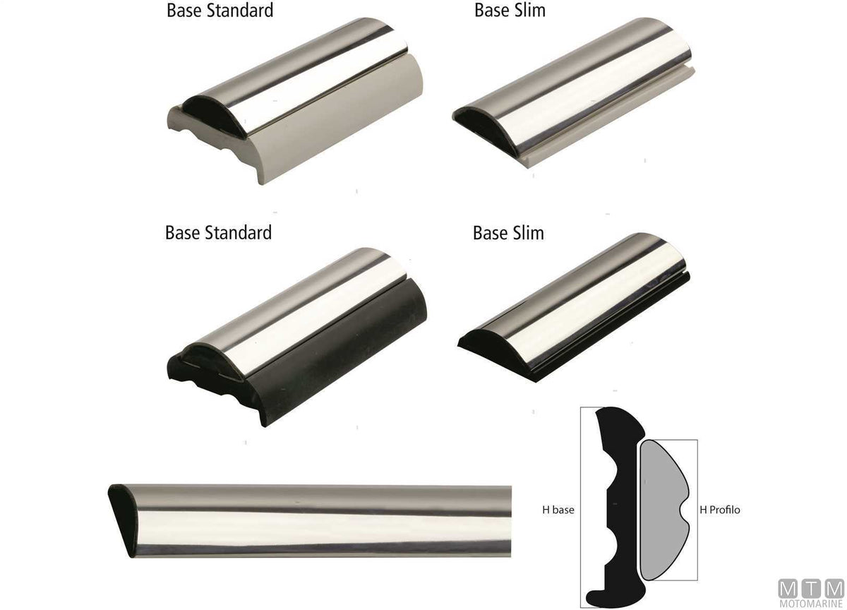 Sphaera fender profile in stainless steel H25 mm L3 m - original photo Motomarine Srl