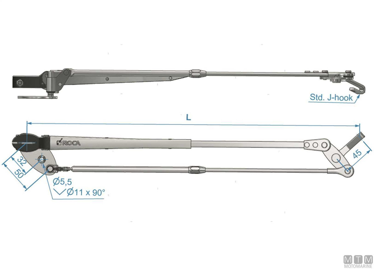 Pantograph telescopic arm Roca 324/462 mm burnished stainless steel - original photo Motomarine Srl