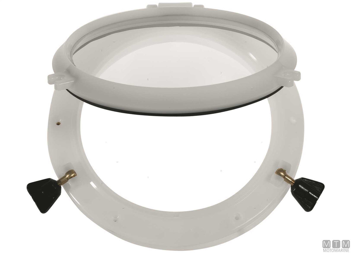 MTM round porthole Ø220 mm black nylon with standard neck - original photo Motomarine Srl