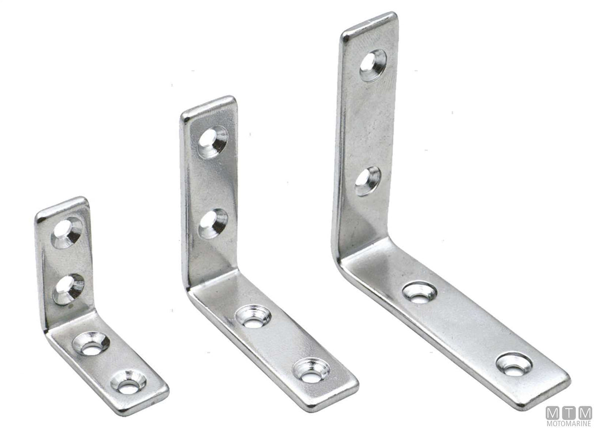 Corner bracket 61x61 mm, width 15 mm, stainless steel 316 - original photo Motomarine Srl