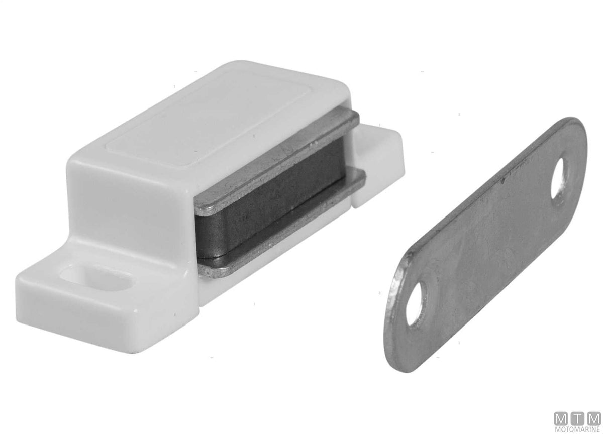 Pair of magnetic hatch catches MAG-PF3 white plastic - original photo Motomarine Srl