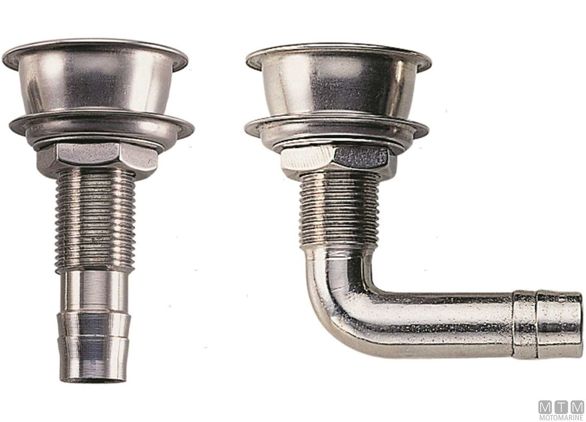 90° curved threaded vent <25 mm in stainless steel - original photo Motomarine Srl