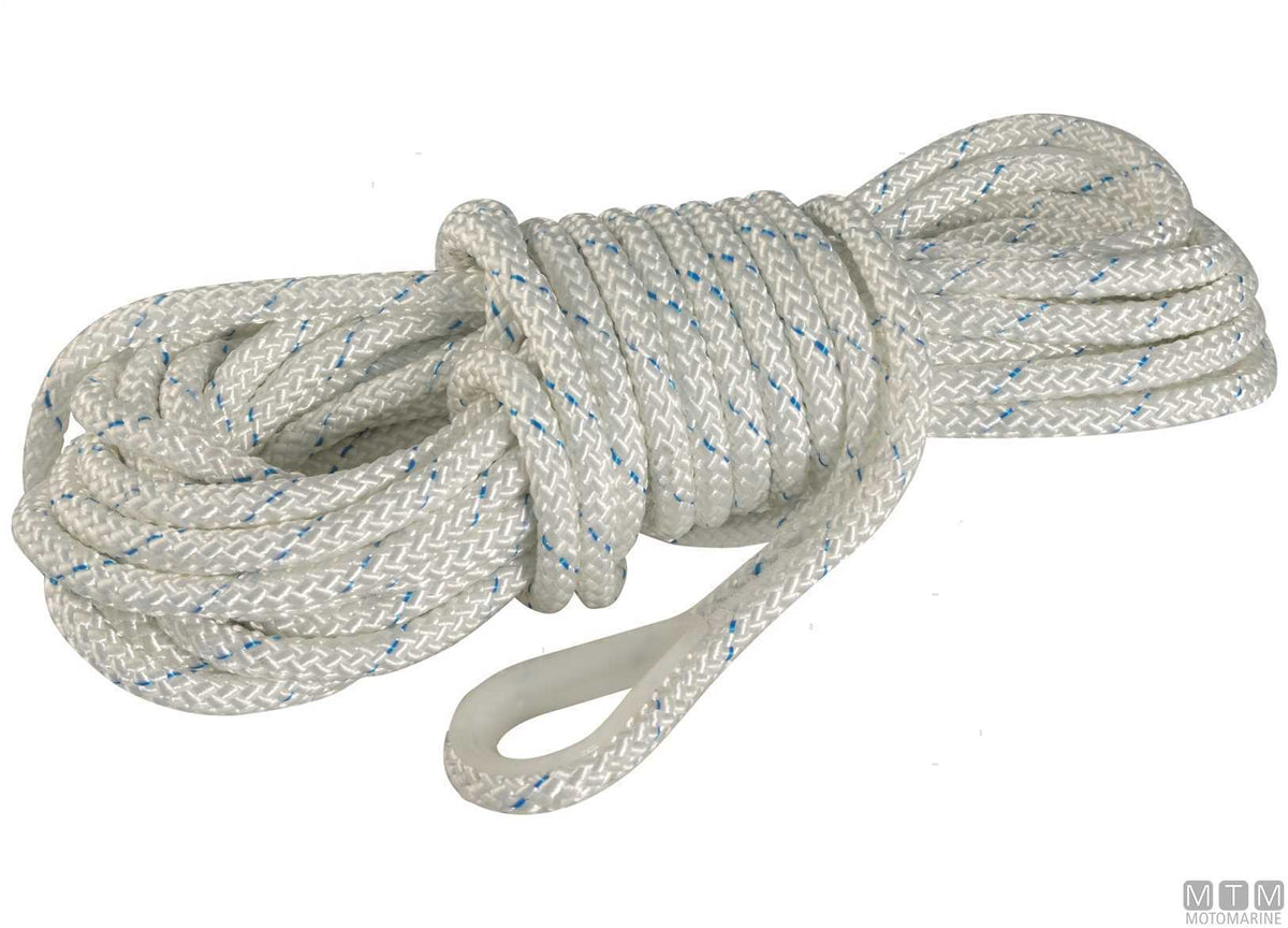 Black Lapo polyester braid with nylon thimble Ø8 mm, 30 m - original photo Motomarine Srl