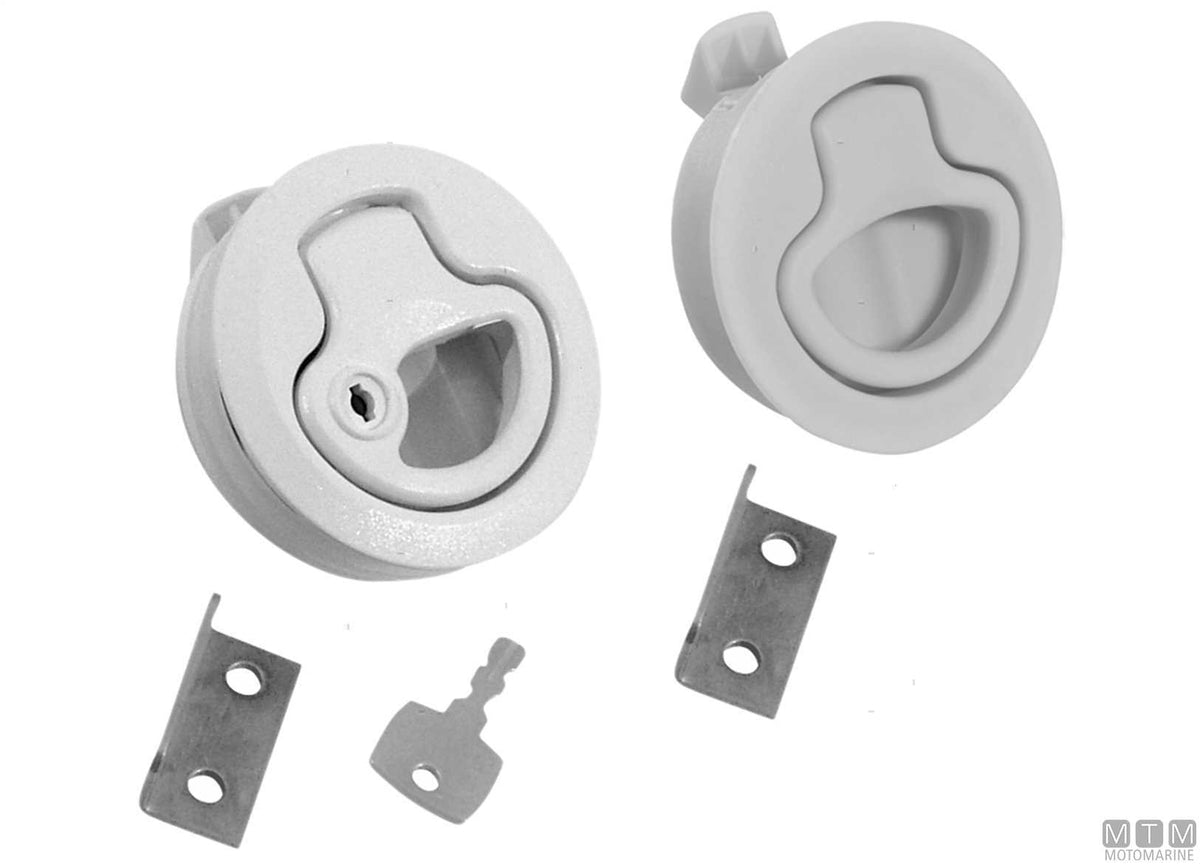 JF push latch with keys Ø60 mm in white nylon - original photo Motomarine Srl