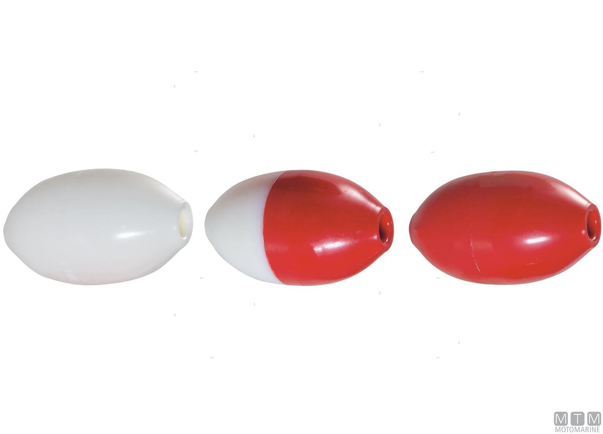 Olive float with hole two-tone white Ø7 cm L12 cm - original photo Motomarine Srl