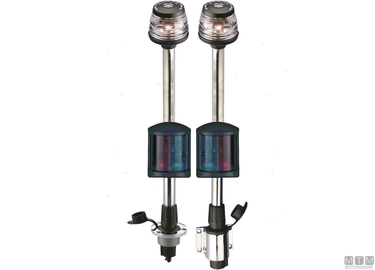 Tricolor LED navigation light on retractable wall-mounted pole H100 cm - original photo Motomarine Srl