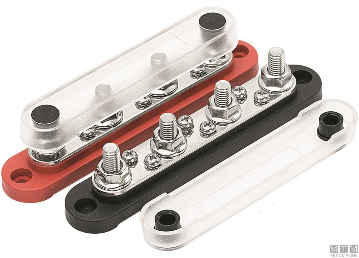 Connection bus bar 150 A red 4xM8 6xM4 - original photo Motomarine Srl