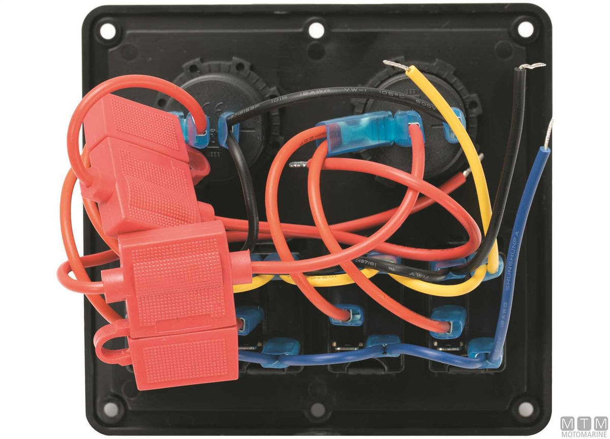 Panel with 6+3-position rocker switches 183x120 mm - original photo Motomarine Srl