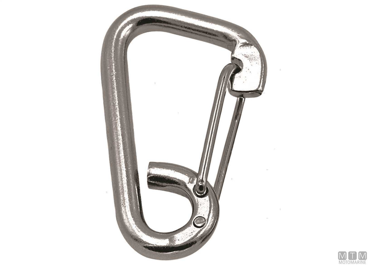 Wide snap hook with spring gate Ø8 mm stainless steel 316 - original photo Motomarine Srl