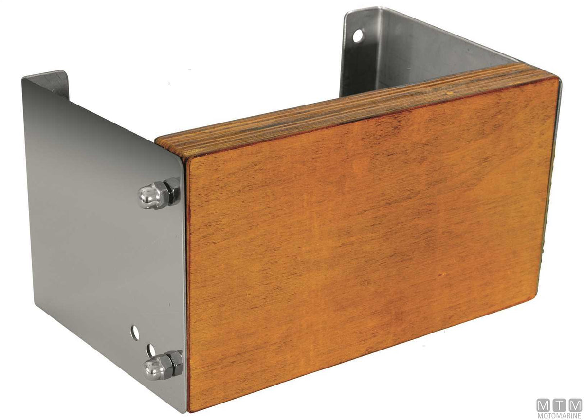 Adjustable outboard motor bracket Ø22/35 mm, stainless steel and wood - original photo Motomarine Srl