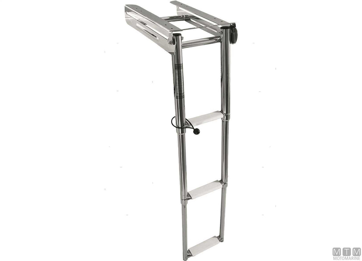 Narrow telescopic ladder, 4 steps, AISI 316 stainless steel - original photo Motomarine Srl