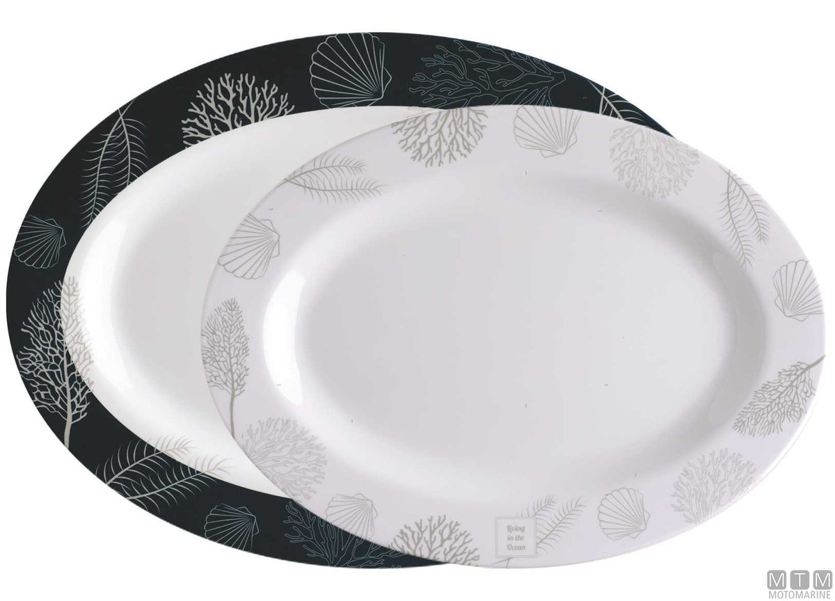 Set of oval serving plates MB Living, 2 pieces - original photo Motomarine Srl