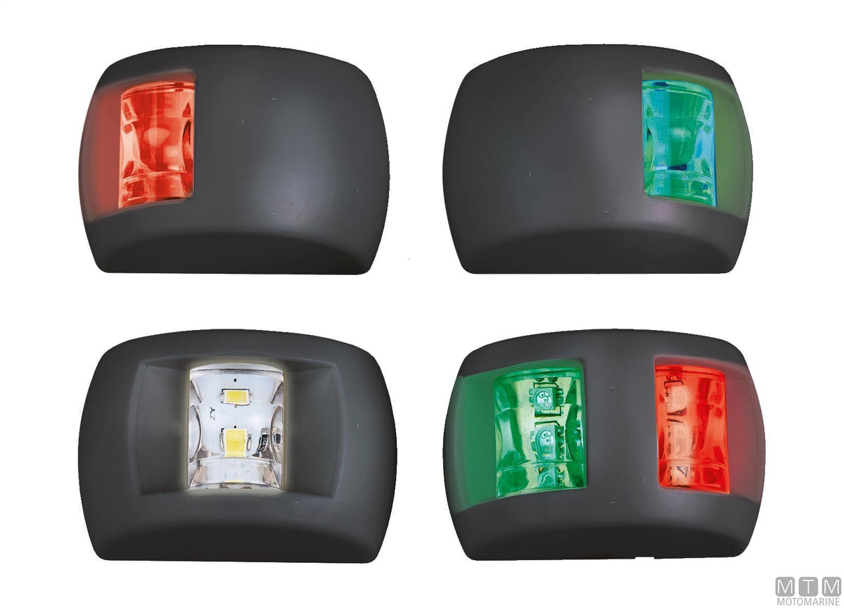 Green LED side navigation light Compact black 70x45 mm - original photo Motomarine Srl
