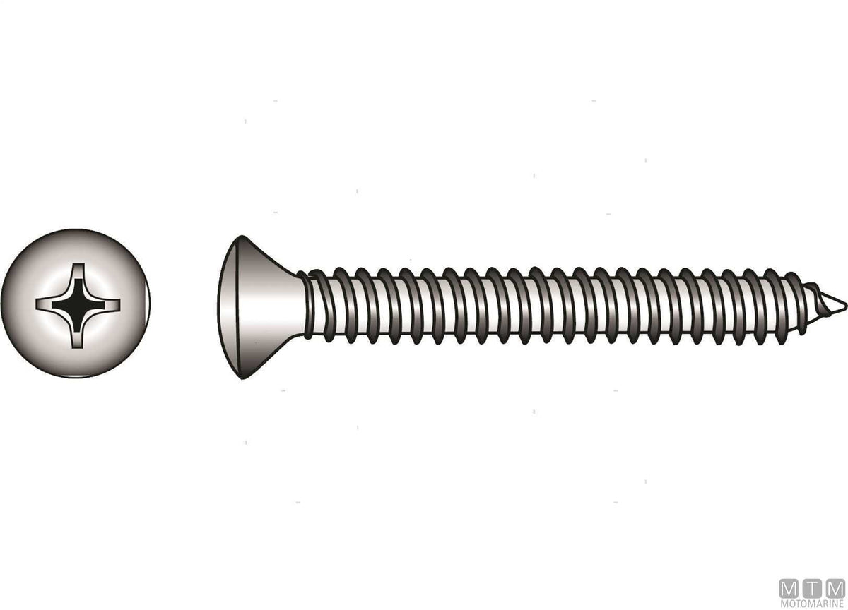 DIN7983 A4 stainless steel raised countersunk tapping screws Ø6.3x38 mm 6 pcs - original photo Motomarine Srl