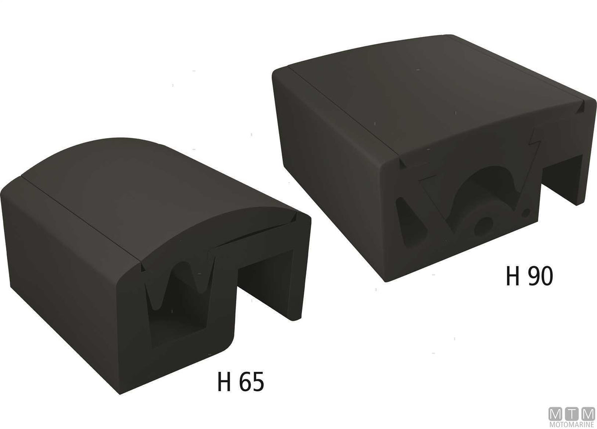 End cap for QBE profiles H90 mm black - original photo Motomarine Srl