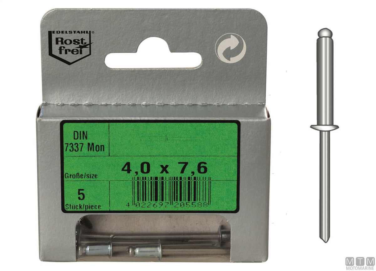 Monel rivets 7337 Ø4x7.6 mm, 6 pcs - original photo Motomarine Srl