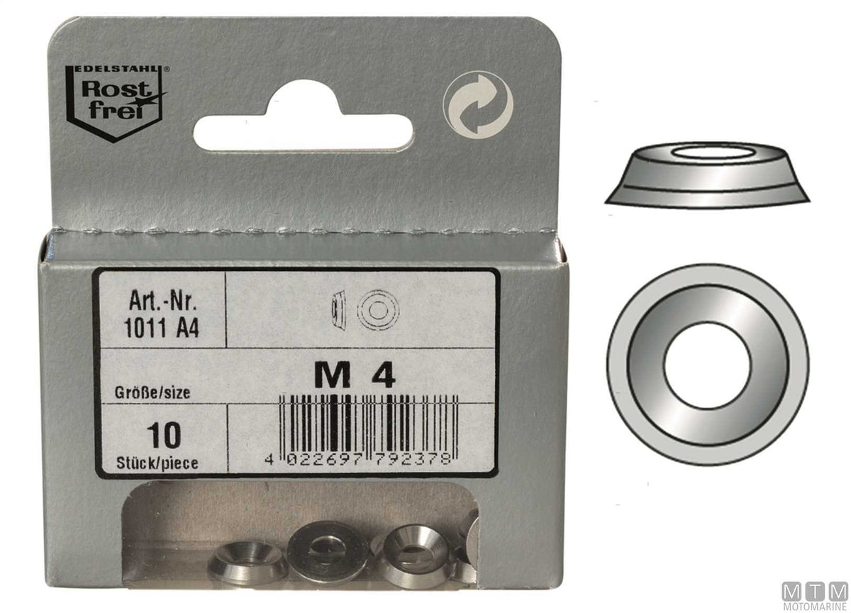 Conical washers DIN1011 stainless steel A4 Ø6.4 mm, 3 pcs - original photo Motomarine Srl