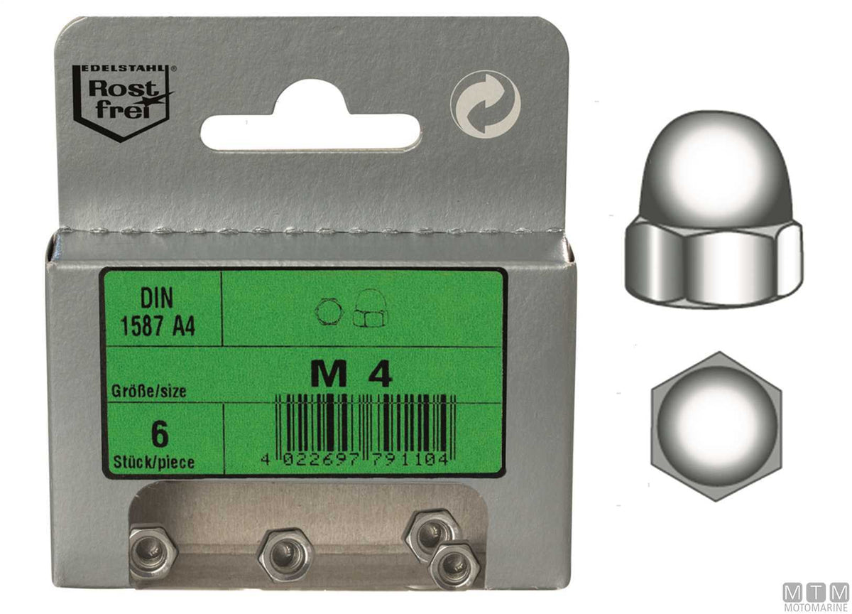 Cap nuts DIN1587 stainless steel A4 M5, 6 pcs - original photo Motomarine Srl