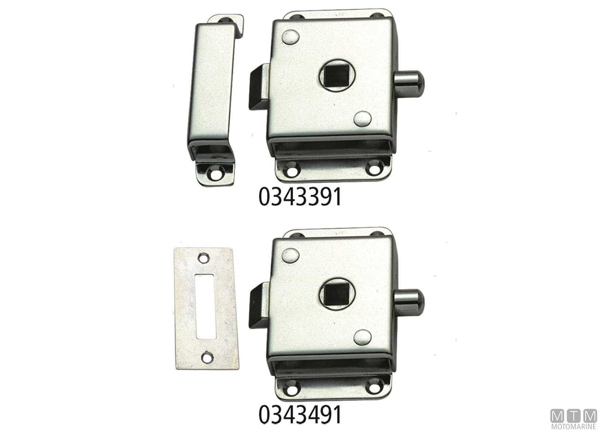 Lock with flat strike and latch 4061, chrome-plated brass - original photo Motomarine Srl