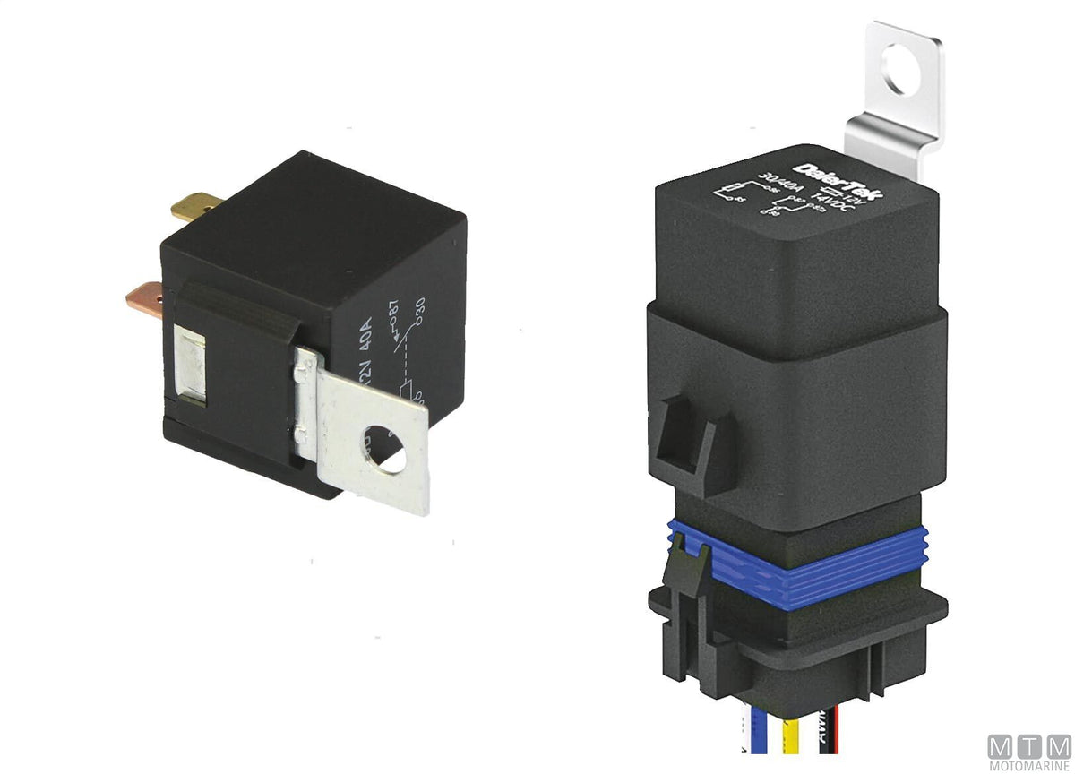 SPDT relay switch with socket, 5-pin, 12V-30A - original photo Motomarine Srl