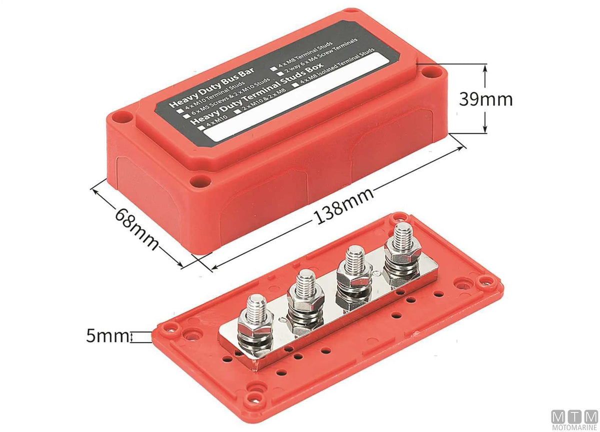 Connection box 300 A red 4xM10 - original photo Motomarine Srl