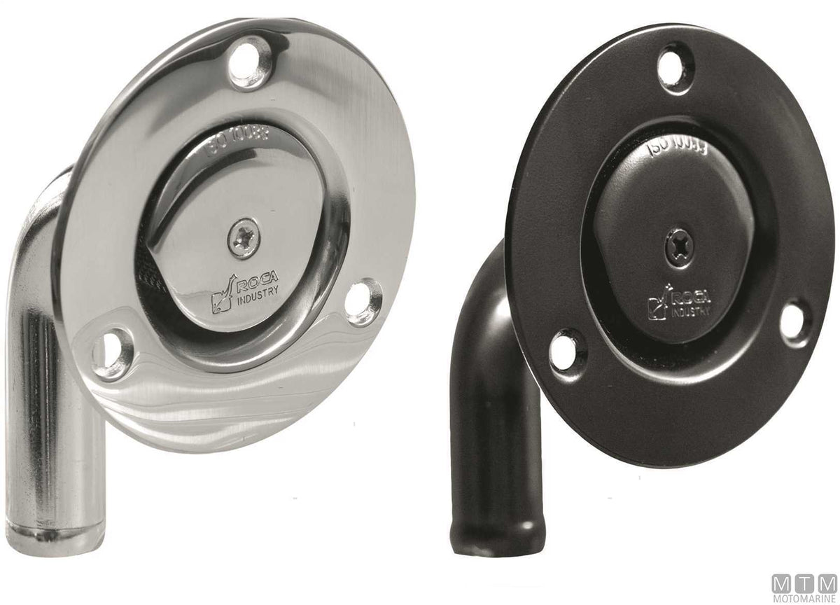 90° curved vent Roca CE Ø16 mm, black stainless steel - original photo Motomarine Srl