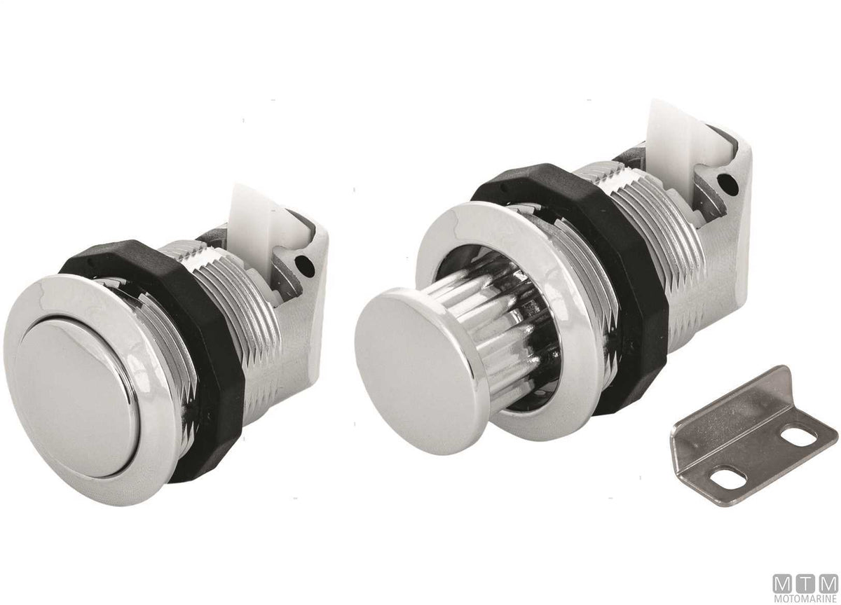 JF Push/Twist push latch in chrome-plated ABS and stainless steel - original photo Motomarine Srl