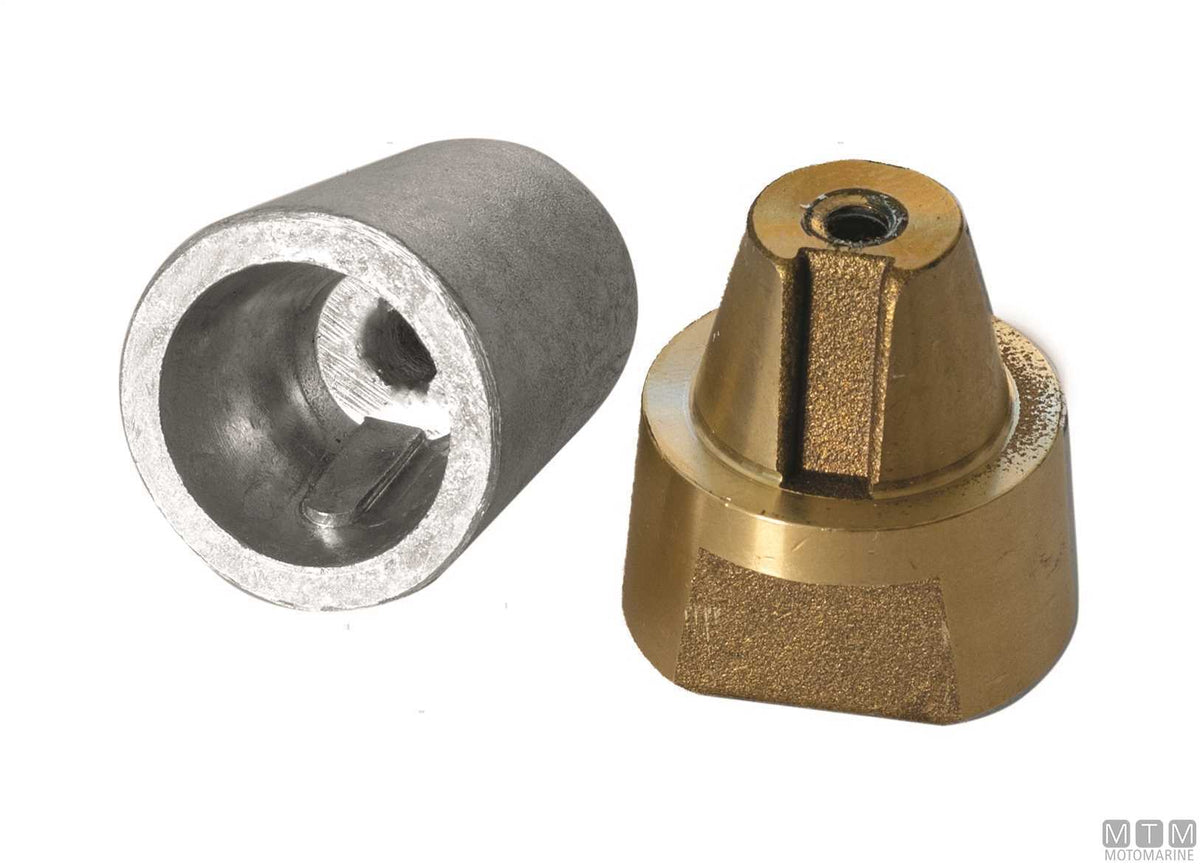 Shaft nose cone Ø45 mm with conical anode - original photo Motomarine Srl