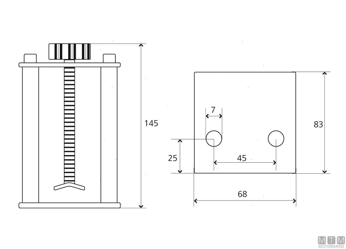 Wing tilting chain bow roller 290 mm, stainless steel 316 - original photo Motomarine Srl