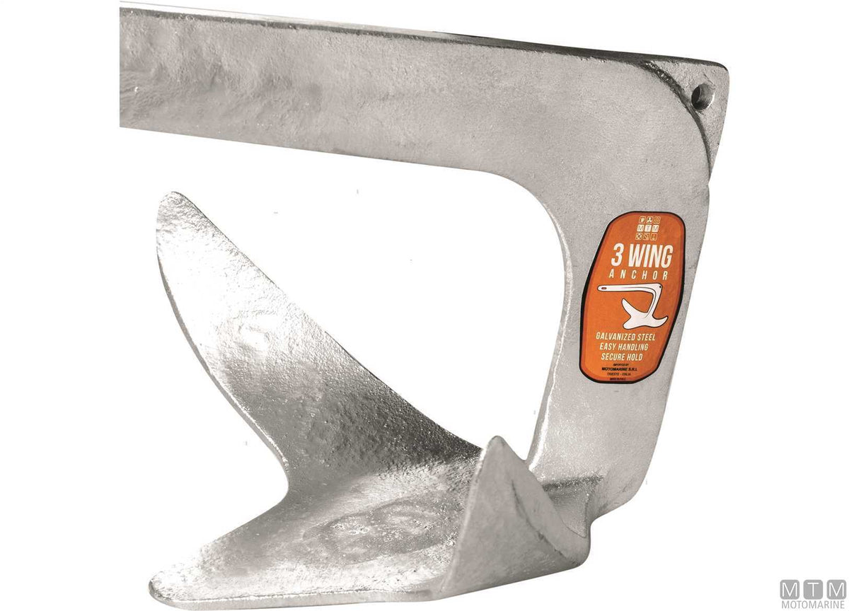 3-wing anchor 10 kg hot-dip galvanized steel - original photo Motomarine Srl