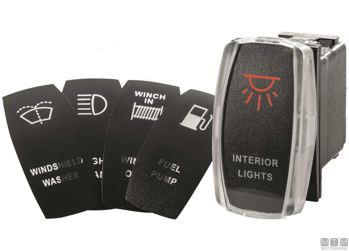 Rocker switch label (ON)-OFF 5 terminals - original photo Motomarine Srl