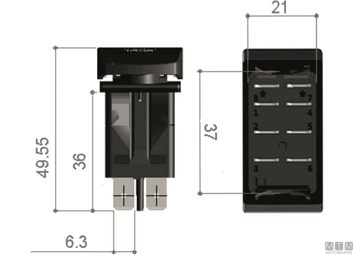 ON-OFF switch Interior Light 20 A 4 terminals - original photo Motomarine Srl