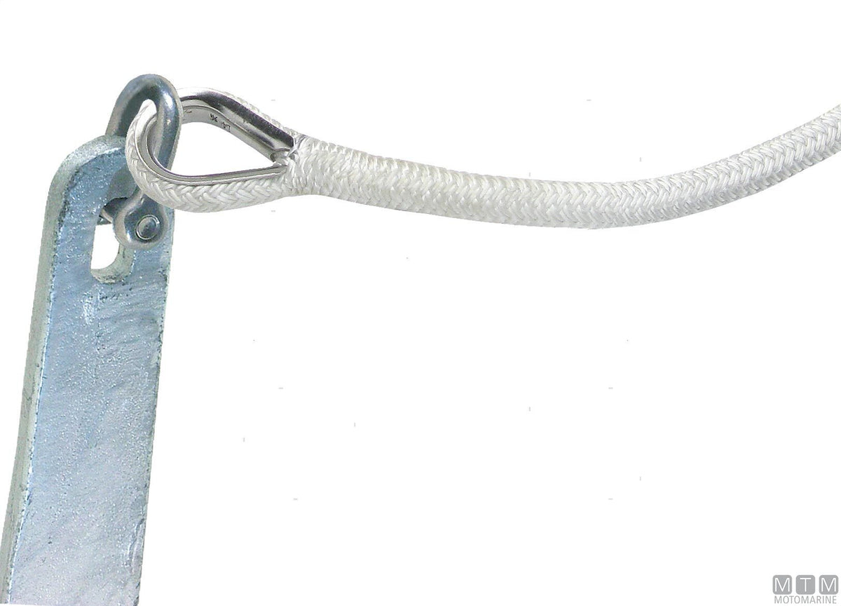 16-strand white mooring braid with stainless steel thimble Ø14 mm 10 m - original photo Motomarine Srl