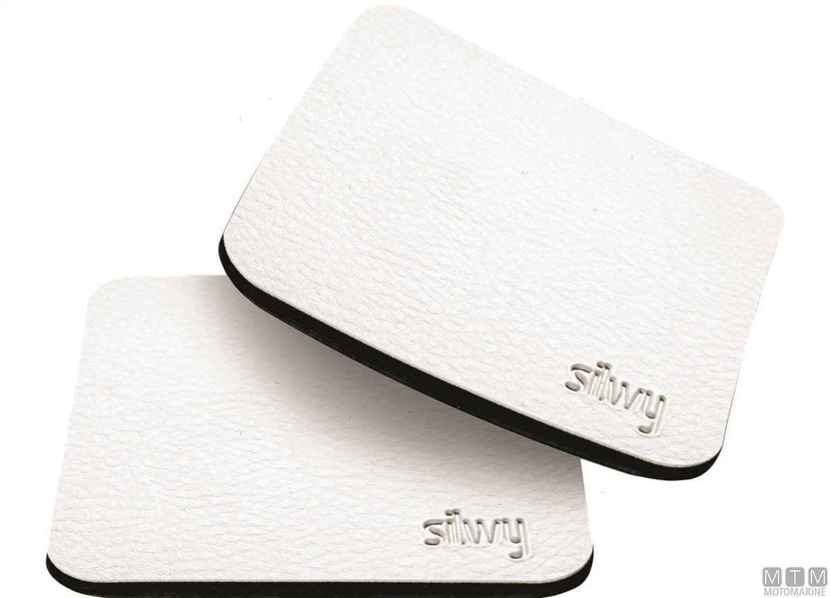 Set of 2 Silwy metallic coasters white - original photo Motomarine Srl