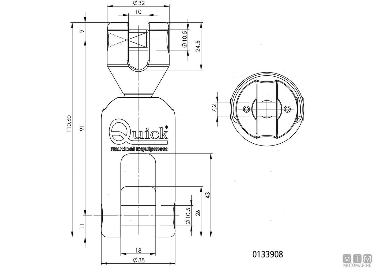 Olimpic anchor connector for Ø8 mm chain, stainless steel 316 - original photo Motomarine Srl