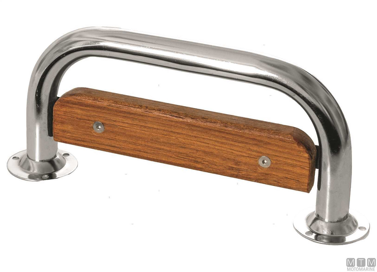 Handle step in stainless steel 316 and wood - original photo Motomarine Srl