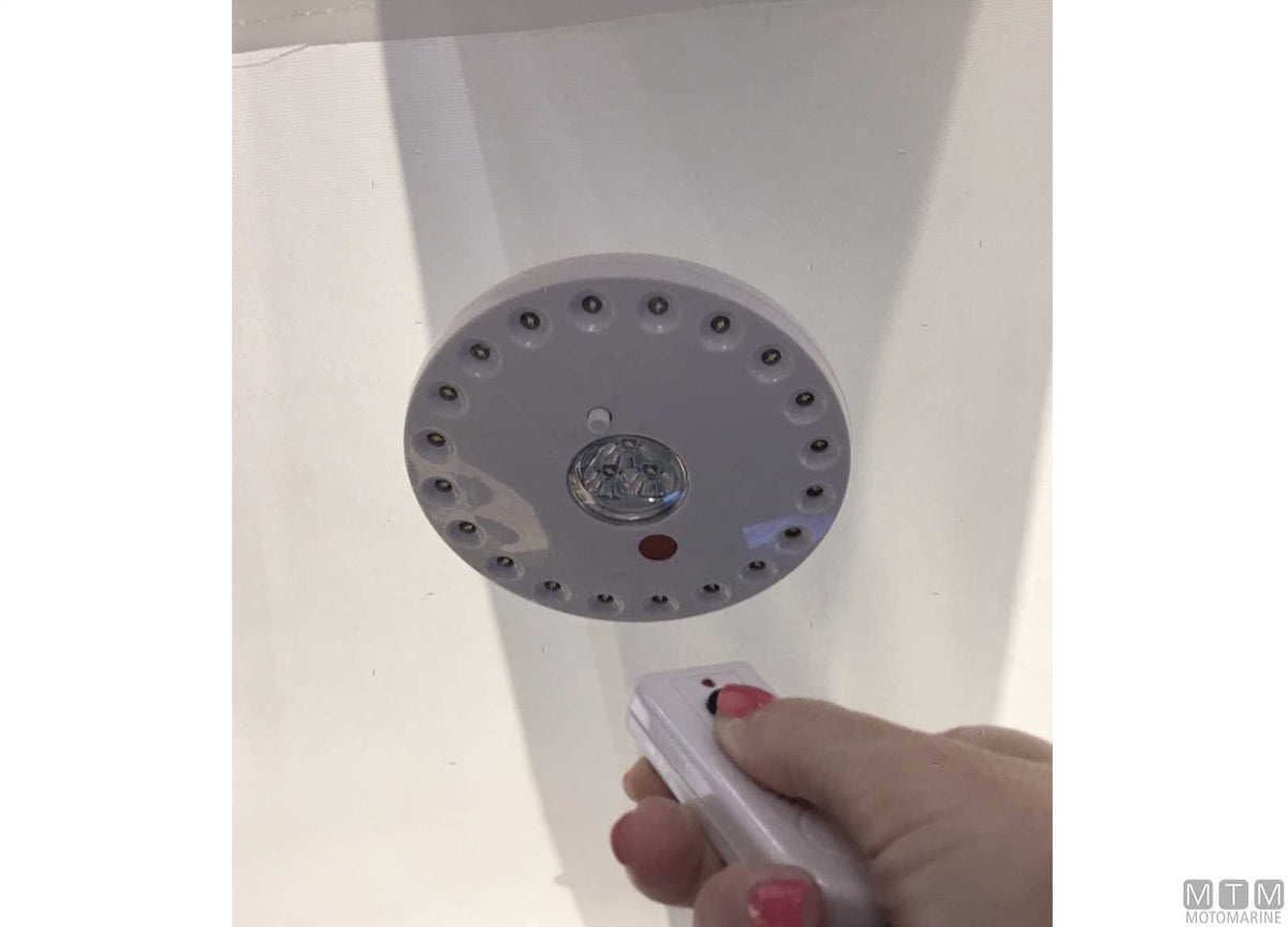Rechargeable magnetic LED light for awnings Ø130 mm - original photo Motomarine Srl