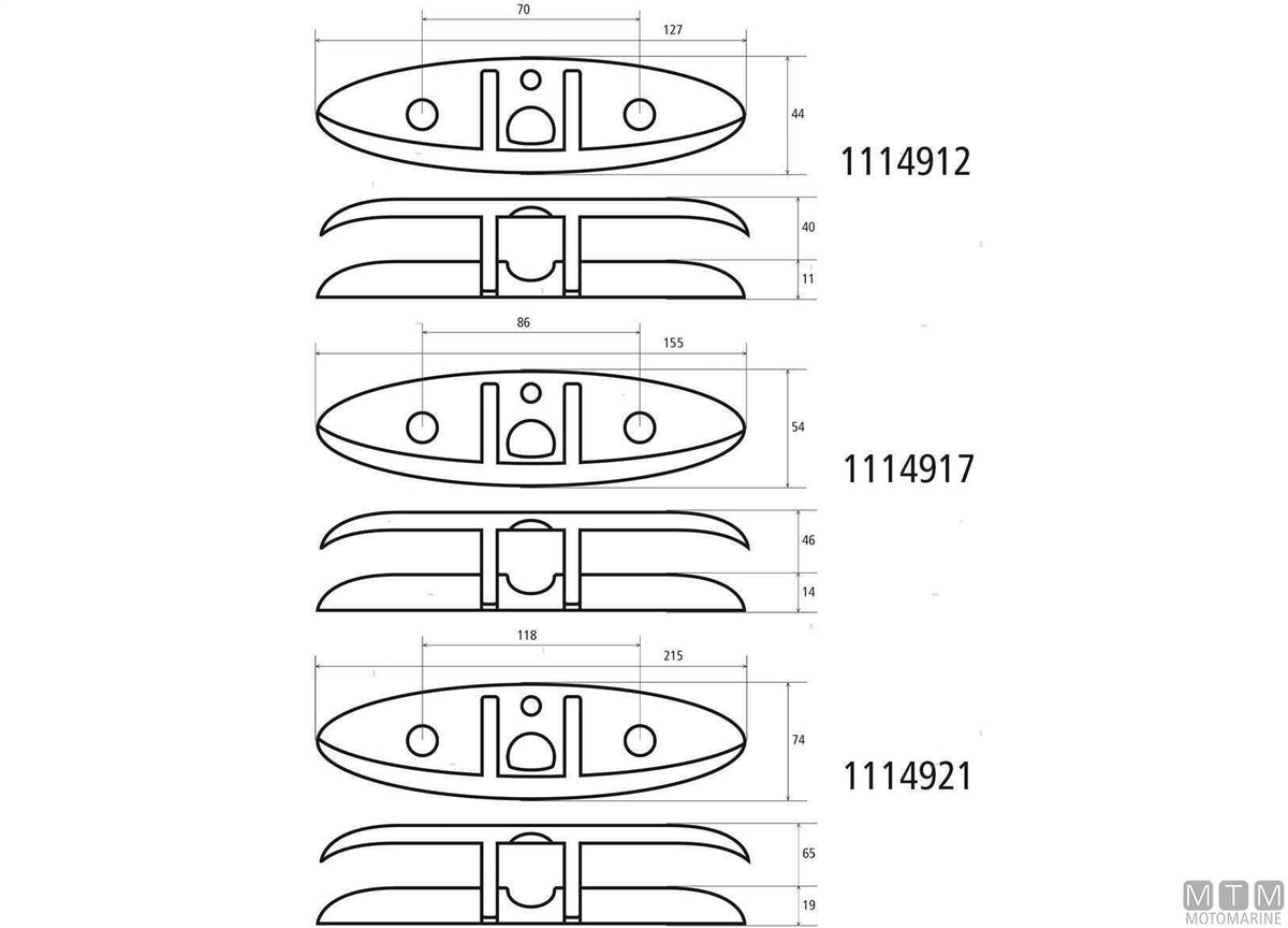 Folding cleat 155 mm in stainless steel 316 - original photo Motomarine Srl