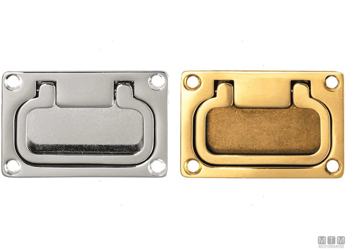Recessed handle 74x50 mm in polished brass - original photo Motomarine Srl