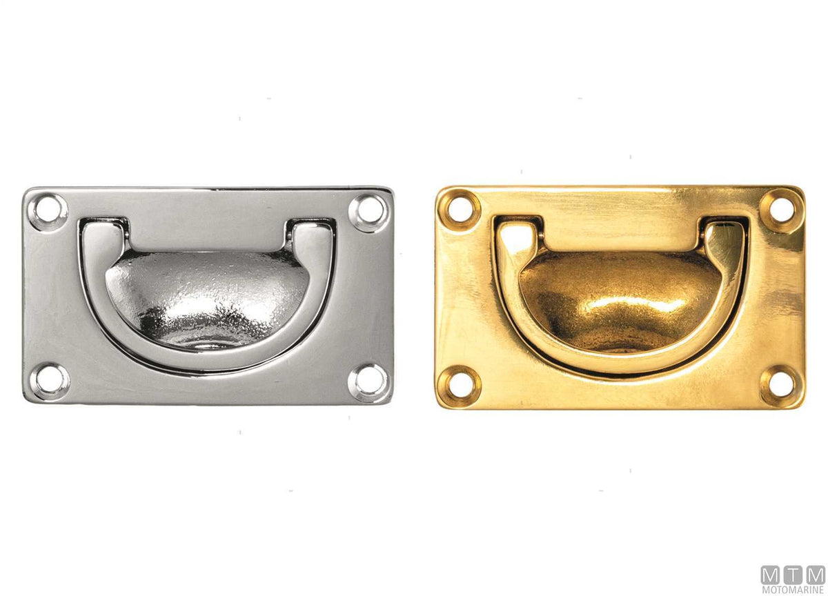 Recessed handle 80x49 mm in polished brass - original photo Motomarine Srl