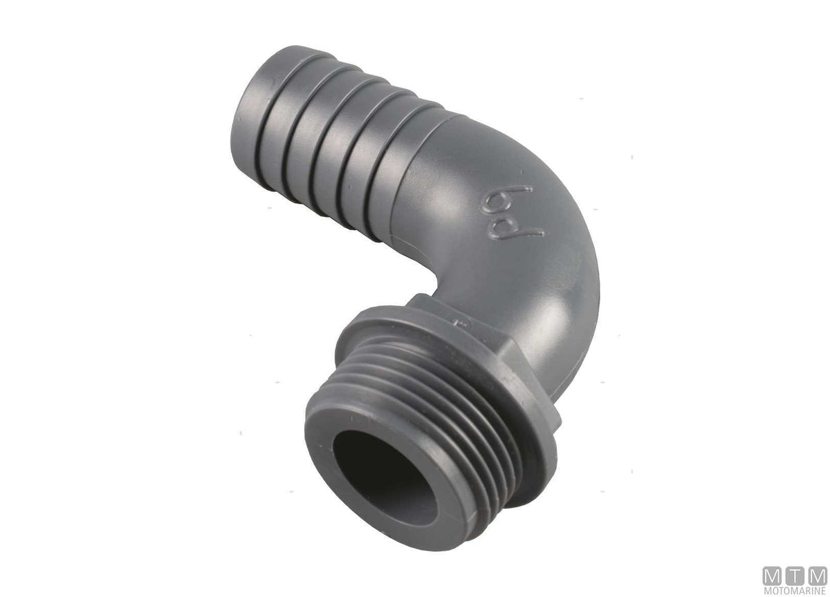 Elbow hose barb, male 1" x 22 mm, glass-reinforced polypropylene - original photo Motomarine Srl