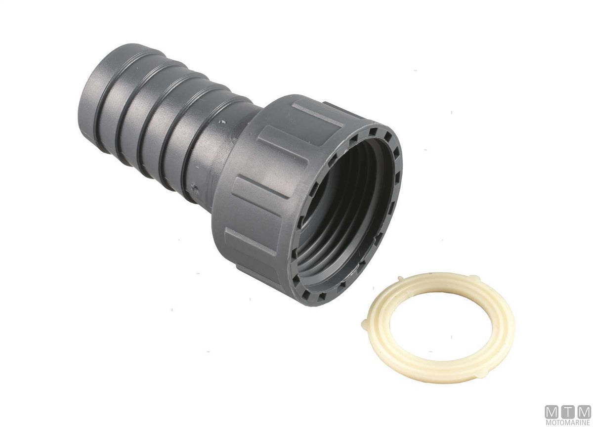 Hose tail female union nut 1"1/2x38 mm, fiberglass-reinforced polypropylene - original photo Motomarine Srl