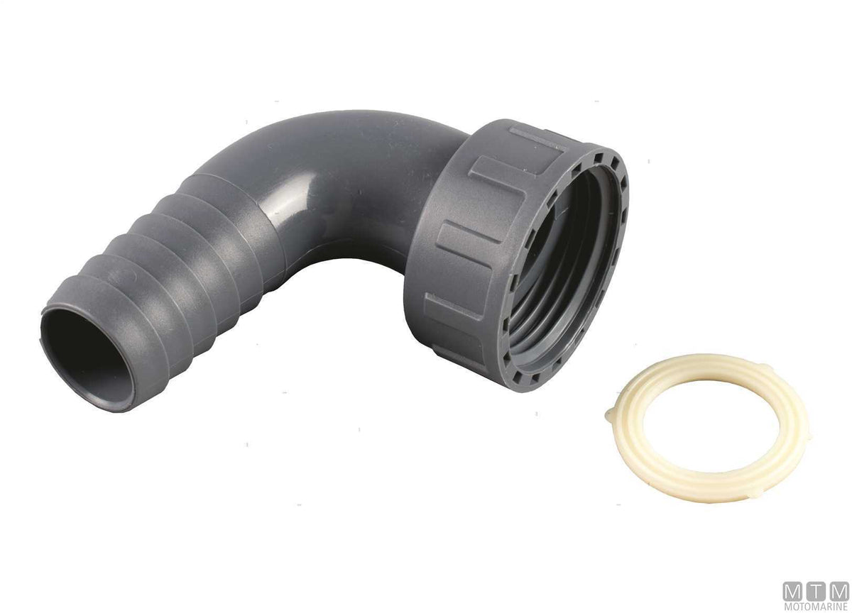 Swivel hose tail 90-F 1"1/4x32 glass-fiber reinforced polypropylene - original photo Motomarine Srl