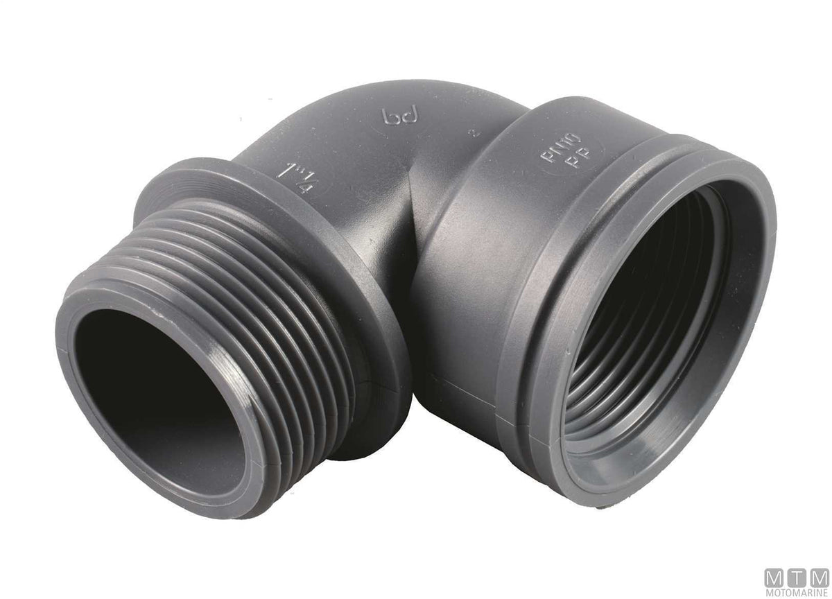 90° elbow M/F 2" fibreglass-reinforced polypropylene - original photo Motomarine Srl