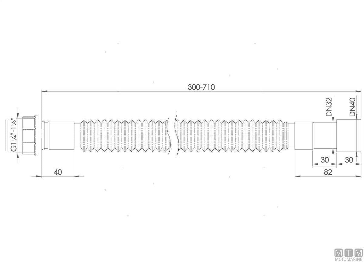 Sink drain hose 1"1/4, L300÷710 mm - original photo Motomarine Srl