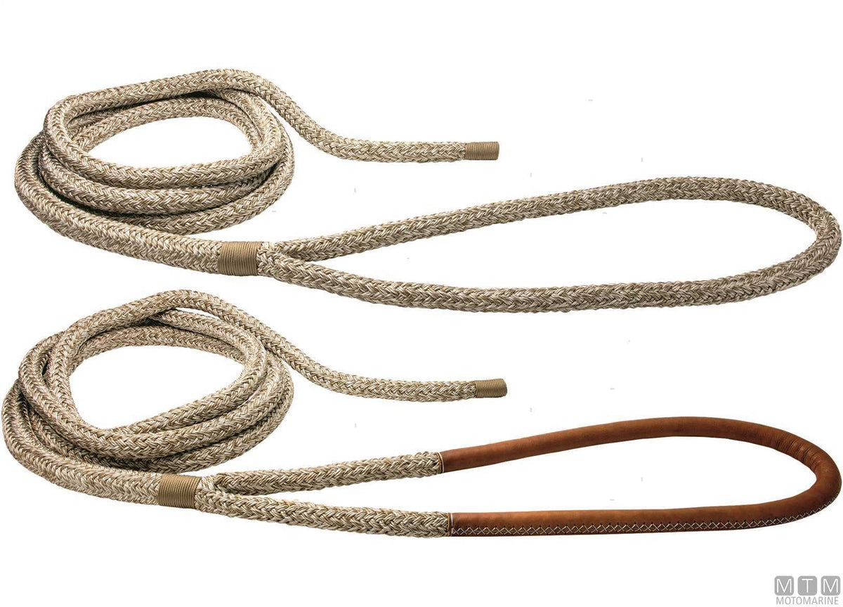 Beige braided mooring line with eye splice, 75 cm, Ø24 mm, 16 m - original photo Motomarine Srl