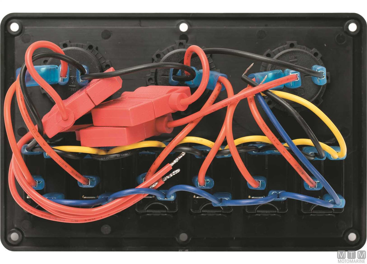 Panel with 4+2-position rocker switches 130x120 mm - original photo Motomarine Srl