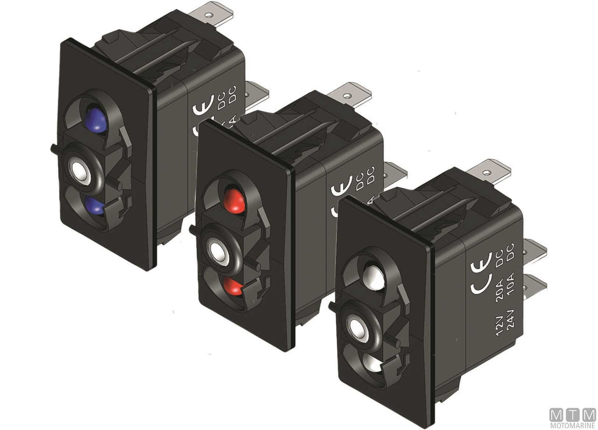 Switch ON-OFF-ON 2 white LEDs 7 terminals - original photo Motomarine Srl