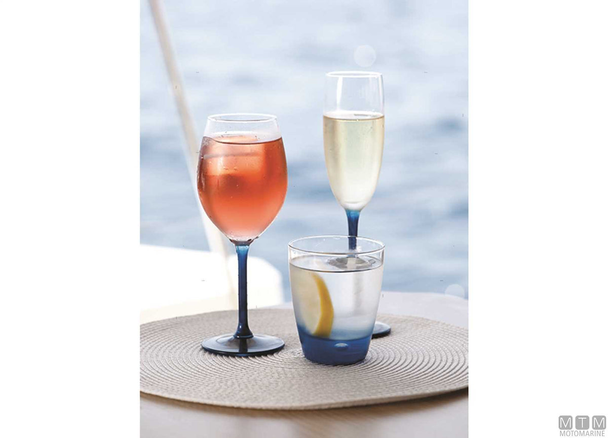 MB Ecozen blue water glasses set - original photo Motomarine Srl